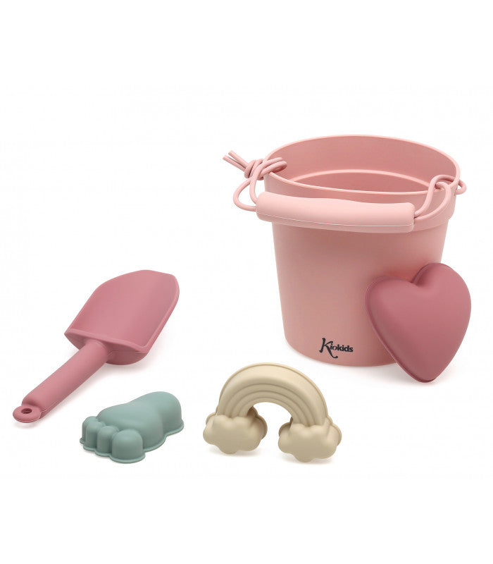 Cubo de playa silicona con accesorios de Kiokids