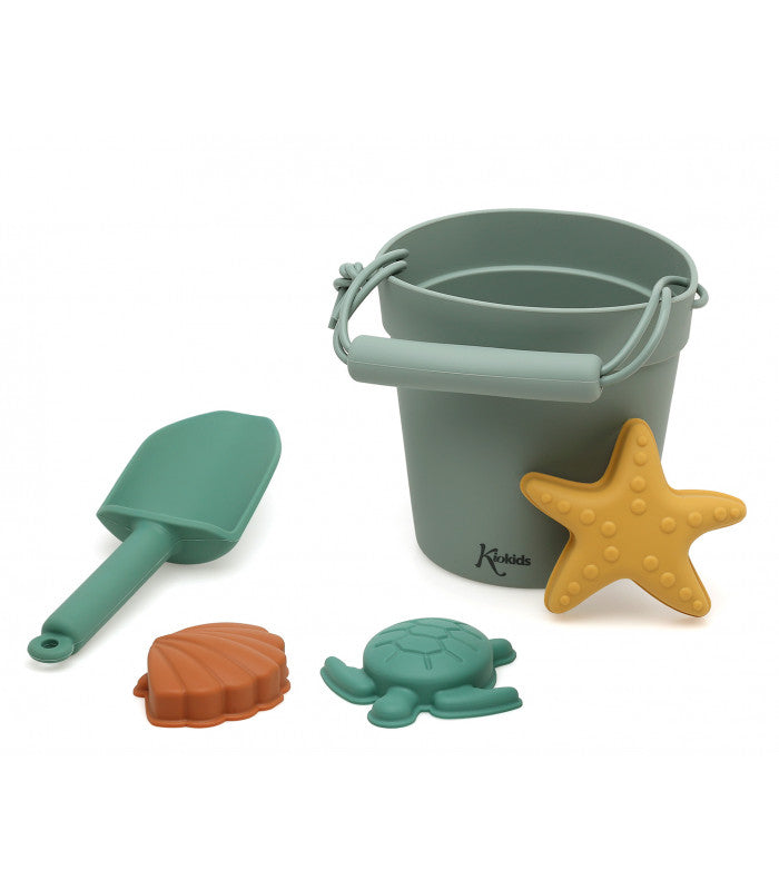 Cubo de playa silicona con accesorios de Kiokids