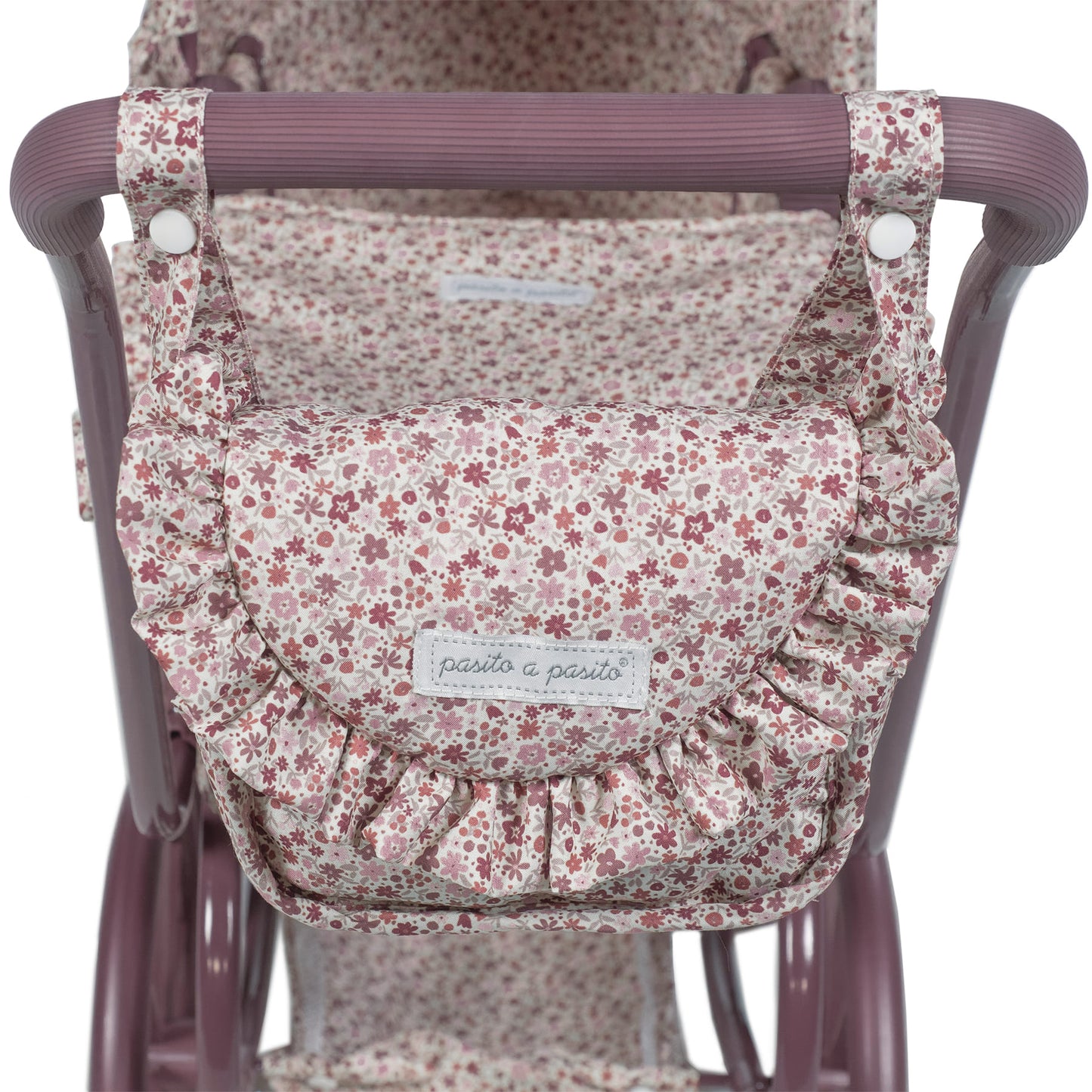 Carrito cuco ruedas grandes Cherry Flores para muñecas de Pasito a Pasito